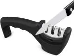 RICH OLIVE Manual 3 Stage Knife Sharpener Tool Rod Knife Sharpner Knives Sharpening Tool for Steel Knives Black for Kitchen (PACK OF 1)