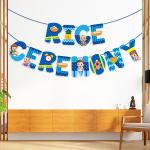 Zyozique Rice Ceremony Blue Paper Banner | Rice Ceremony Paper Banner for Decorations (Pack Of 1)