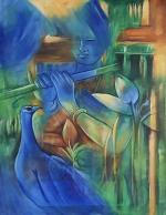HANISH ARTS & CRAFTS Modern Krishna Handmade Painting 18 x 24 inch