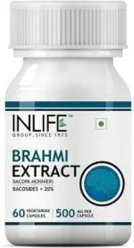 Inlife Brahmi / Bacopa Monnieri Extract (Bacosides > 25%) Supplement, 500 mg 60 Vegetarian Capsules (60 No)