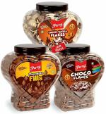 Percy Choco Flakes, Choco Fills, Choco Vanilla Flakes Breakfast Cereal 3 Jumbo Jars, 1300 g