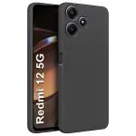 Fashionury Back Cover Case for Mi Redmi 12 5G | Matte Soft Silicon Flexible |Camera Bump Protection | All Side Shock Proof Rubberised Back Case Cover for Mi Redmi 12 5G (Black)