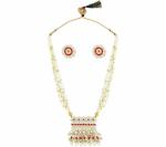Gyaan Jewels Handmade Alloy Earring and Necklace Set Set White (Women) Free Size