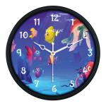 Random Aquarium Art 8 Inches Plastic Wall Cum Table Clock for Home / Office, (Black Frame)