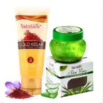 NutriGlow Gold Kesar Face Wash (65ml) With Kesar Extracts And Aloe Vera Gel (100gm) For Moisturing & Nourish Skin, Daily Use, All Skin types (Pack of 2)