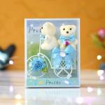 Webelkart Premium White Plastic Cycle with Teddy Bear and Rose Petals Gift Box for Valentine's Gift