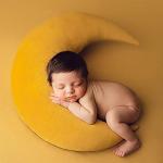 The Purple Tree Moon and Star Cushion Baby Photo Shoot Prop Accessories (Pack of 1 Moon and 5 star, Yellow) Cute Props For Babies , Newborn Photography Props