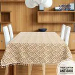 URBAN SPACE 100% Cotton Dining Table Cover 4 Seater, Printed Cotton Table Cloth for Center Table with Urban Space Boho Tassels, 52
