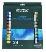 BRUSTRO Artists ’ Watercolour Set of 24 Colours X 12ML Tubes with Artist 25% Cotton Watercolour Pad Cold Pressed 200 GSM A4 Pad 20 Sheets and Aqua Squeeze Leak Proof Brush Pen