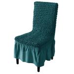 HOKIPO Stretchable Turkish Bubble Dining Table Chair Cover with Frill Set of 1, Teal
