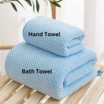 LINEAR Towels for Bath Towel for Men & Women Large Size Towel Set Towel for Women Hand Towel Set, 300 GSM (Blue, 140* 70cms, 35 * 75 cms)
