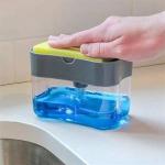 2 in 1 Soap Pump Dispenser for Dishwasher Liquid,Soap, Sponge Holder (385ml) Free Sponge
