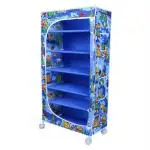 Little Ones Blue Shelves Baby Foldable Wardrobe With 6 Shelves