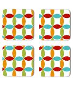 Whats Your Kick Pattern Design Circles With Colorful Design Printed Set of 4 Coaster With Metal Stand