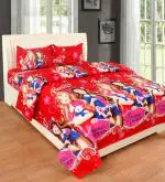 N G PRODUCTS 3D Polycotton Double bed bedsheet with two Pillow cover_Size-90*90 inch ( Barbie Design)