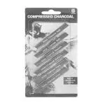 KANBI Compressed Charcoal Sticks, Drawing Shading Sketch Kits Tools 6-Piece (2 Soft, 2 Medium and 2 Hard)
