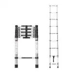 Corvids, 2.6m (8.5 ft) Portable & Compact Aluminium Telescopic Ladder, EN131 certified, 7-steps foldable multipurpose step ladder for home & outdoor use