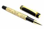 Ledos 865 Golden and Black Metal Running Horse Design Engraved On Barrel Lucky Roller Ball Pen with Refill