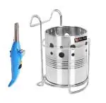 Blue Wonder Dolphine Shape Electric Gas Lighter With Stainless Steel Cutlery Holder With Stand and Multicolour, Pack of 2