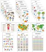 Traceease Educational Poster For Elementary School, Pack Of 25 Laminated Kids Learning Posters USA & World Maps