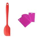 Lieveeb Multicolor Plastic Spatulas And Dough Bench Scraper 26 Cm 3 Pc Pack Of 2