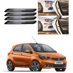 Feelitson Black Car Bumper Protector Safety Guard Double Strip For Tiago 2019 (Pack Of 4)