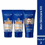Meglow Men combo Pack of 3- Skin BrighteningCream 50 g(1) and Men's Instant Glow Facewash 70g (2) for Brighter and Refreshing Skin | Rakhi Gift for Brother | Gift for Husband and Boyfriend