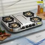 Urban Chef ISI certified Quads Oval Stainless Steel Manual Gas Stove (4 Burners)
