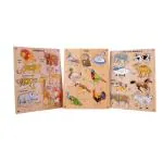 BUMTUM Wooden Bird, Wild Animals & Domestic Animals Board With Pictures Puzzle Games With Knob | Educational Learning Toys Board For Kids 3+ Years (Set of 3, Multicolour)