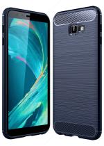 Golden Sands Compatible with Samsung Galaxy J4 Plus Back Cover Case Shock Proof TPU Carbon Fiber Armor Back Case Cover for Samsung J4 Plus Mobile Blue
