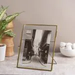 ARTINCO ARTINCO Table Top Glass Brass Photo Frame for Table Decoration, Desk (8x10)