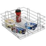 LeAves Stainless Steel Silver Kitchen Organizer Modular Kitchen Partition Basket