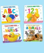 Jolly Kids Touch And Feel Padded Picture Books Board Book 48 Pages by Jolly Kids (Set of 4)