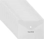Shining Zon Envelope Design File Folder Clear Holder Storage Case for Paper Document Bag PassBook, Cheque Book Snap Button Folder Clear Plastic Container for A5 Papers Stationery - Pack of 85