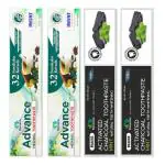 Jagat Devsutra Dr. Recommended Ayurvedic Charcoal + Advance Toothpaste Combo Pack Offer - 100% Natural Teeth Whitening Formula with No Fluoride & No Artificial Colours - Pack of 4 (100g X 4)
