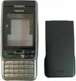 Imbi Black, Silver Plastic Full Panel For Nokia 3230