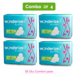 Wonderize Dry Comfort Regular Size 230 mm Sanitary napkins - 80 Pads (Combo of 4) with Four Wall Protection and Odour Control Sysytem