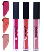 bq BLAQUE Matte Liquid Lipstick Combo of 3 Lip Color # 105-112-116 (Dark & Bold Pink, Dark Coral, Light Nude Brown, 12 ml)
