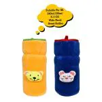 The Little Lookers Bottle Cover for Philips Avent/Wide Neck Feeders Soft Plush Stretchable Baby Feeding Bottle Cover with Easy to Hold Strap (Yellow & Royal Blue, Wide Neck 240-330ml/8-11OZ)