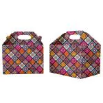 Festiko 6 Pcs Party Treat Boxes With Colorful Mandala Print, Printed Goodie Boxes, Party Favor Boxes