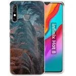 Fashionury Brown and Green Color Abstract Printed Infinix Hot 8 Mobile Soft Back Cover Case Compatible for Infinix Hot 8 |for Boys and Girls
