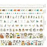 Yellowcult Cute Animals With Abstract Theme Washi Tapes Set With 4 Sizes | 30Mm 15Mm 8Mm And 5Mm | Decorative Holiday Craft Tape | Floral Japanese Pas