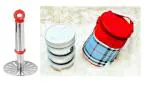 First Front Stainless Steel Potato Masher with 4 Pcs Round Lunch Box and (Multicolour, Pack of 2)