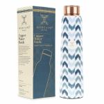 MERCAPE- 100% Copper Water Bottle ZigZag Print | Leak Proof, Durable & Rust Proof | Heavy Copper Bottle (950 ML )