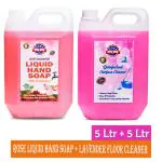 DOC HIM Lavender Disinfectant surface cleaner + Liquid Rose Hand Soap combo (5Ltr + 5ltr)