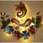 Antaryuga Idol 06 Metal Flower Ganesh With Led Wall Art, 35 X 5 X 31 cm