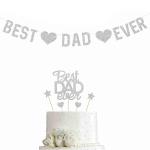 Festiko Best Dad Ever Banner in Silver Glitter Combo (Set of 6 Pcs), Fathers day Decoration Items