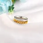 Memoir Brass Double colour gold plated dual tone Spinner Fashion Jewellery finger ring challa for Men Women
