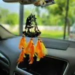 Dream Catcher Car Hanging Orange Yellow Shiv Ji , Handmade ,Wall Hanging, Car, Bedroom, Room Decor