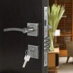 CRUST Ivy Premium Door Lock Handle Set With One Side Key Cylinder Set and Computer Keys (Silver, Stainless Steel)